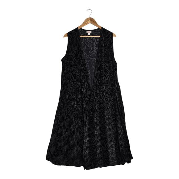 NEW Lularoe Joy Velvet Burnout Cardigan Duster Sz M Black Witchy Whimsigoth - Picture 1 of 11